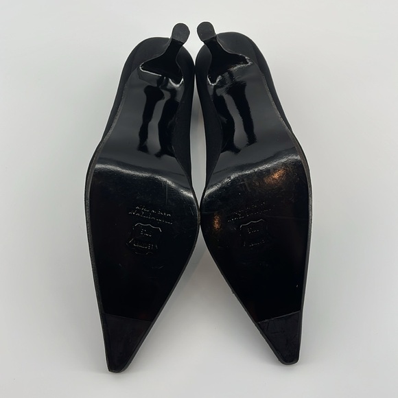 Stuart Weitzman Black Satin Closed Toe Heels 4" Size 8 1/2 Medium - Picture 11 of 14
